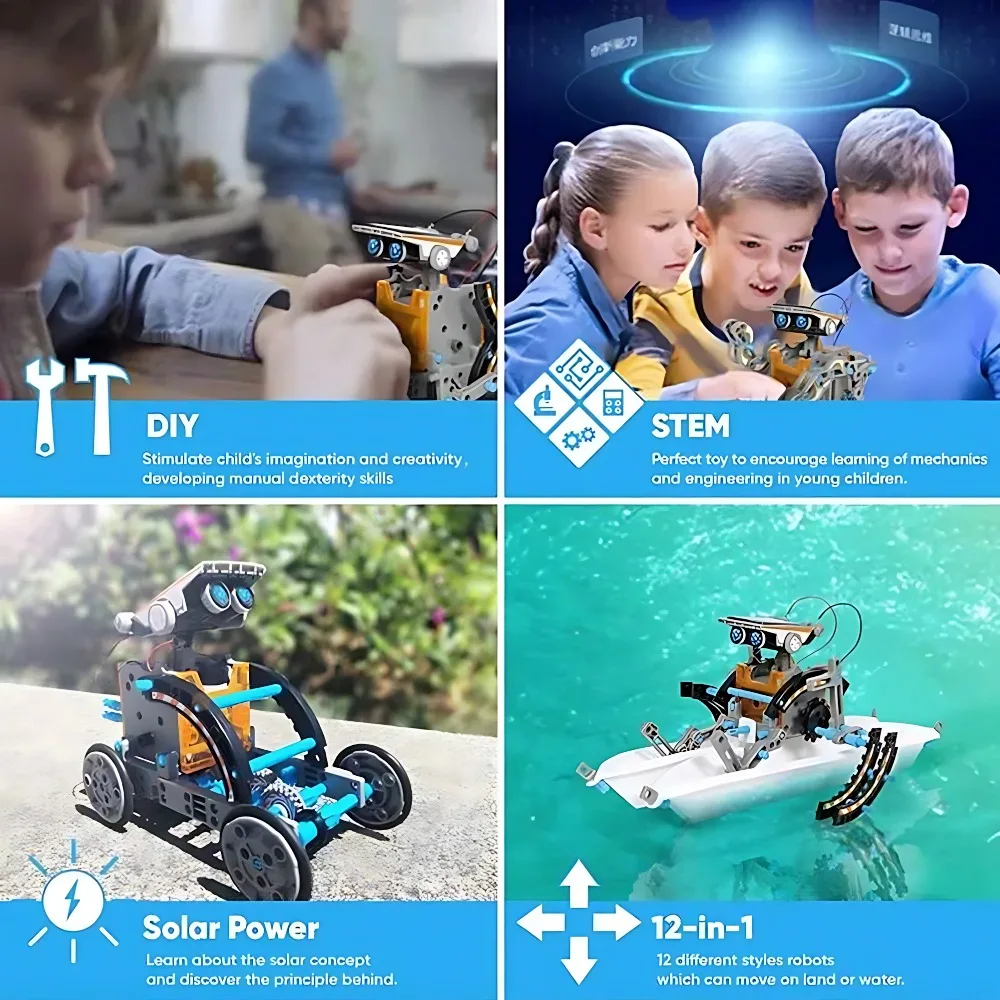 Solar Robot Building Blocks 12 In 1 Science Experiment Kit Educational DIY Assembly Construction Toys For Children Boys Gifts view 5