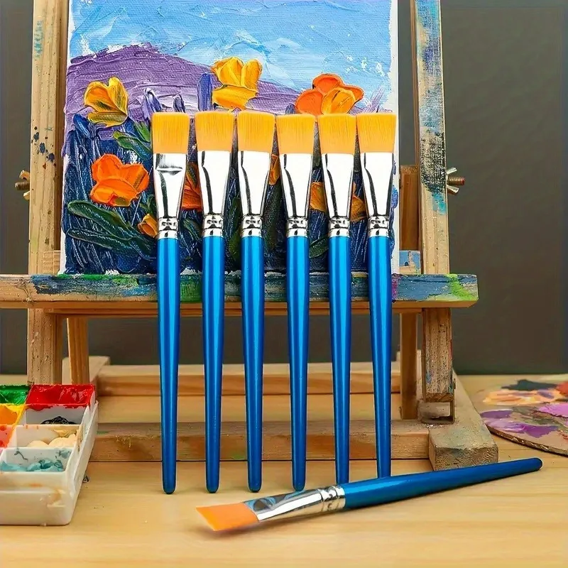 24Pcs Painting Pen Brush Watercolor Acrylic Oil Drawing Blue Rod Nylon Hair Art Special Brush