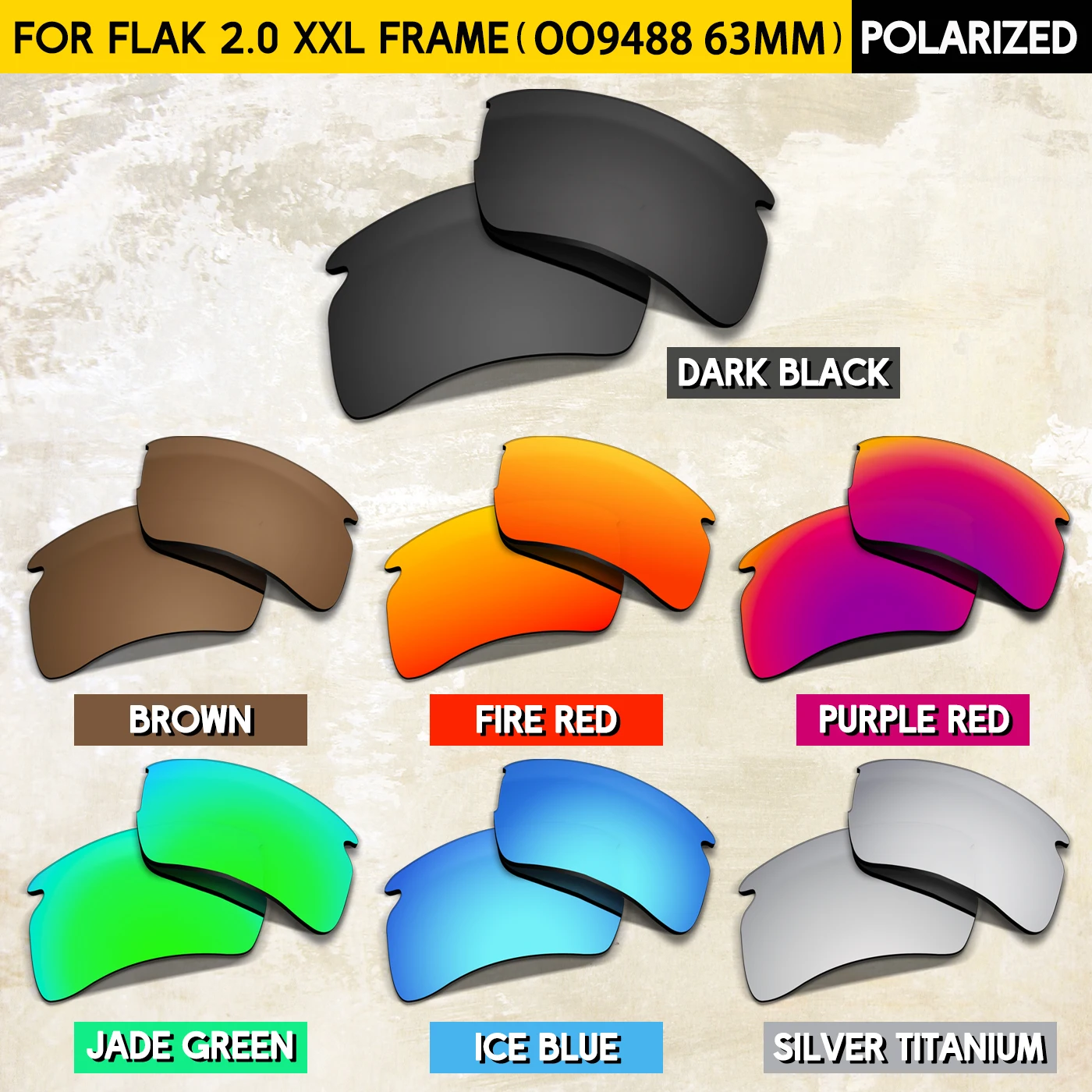 

Fit for Oakley Flak 2.0 XXL OO9488 63mm Frame Lenses Replacement for Oakley OO9488 Flak 2.0 XXL 63mm Sunglasses