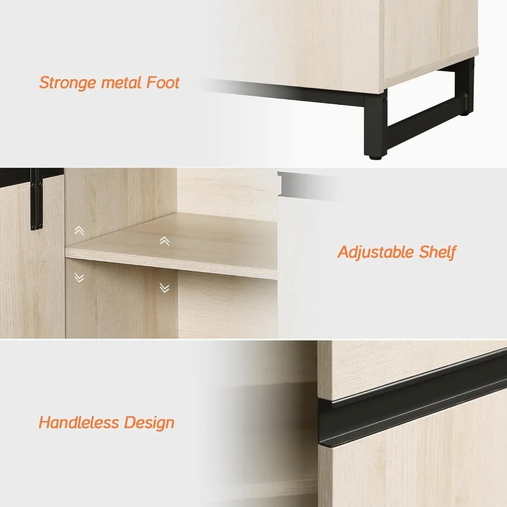 حامل تلفزيون حديث من WAMPAT لأجهزة التلفاز حتى 110 بوصة، طاولة وحدة تحكم مركزية ترفيهية خشبية 3 في 1 مع أرفف معدنية قابلة للتعديل #6