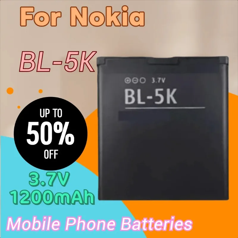 

100% New 3.7V 1200mAh High Quality Replacement Mobile Phone Battery BL-5K for Nokia N85 N86 N87 8MP 701 X7 C7 C7-00