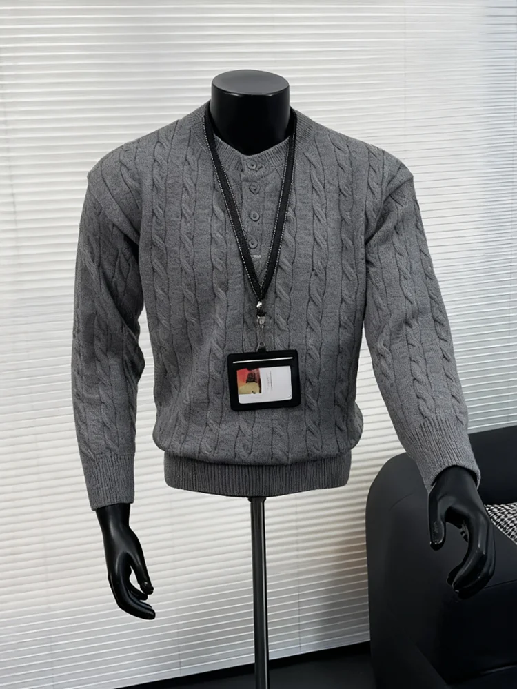 

Мужской вязаный свитер Ay Twist Hunt, осенне-зимний, с узором в полоску, повседневный, для ношения под одеждой, из смесового нейлона и полиэстера