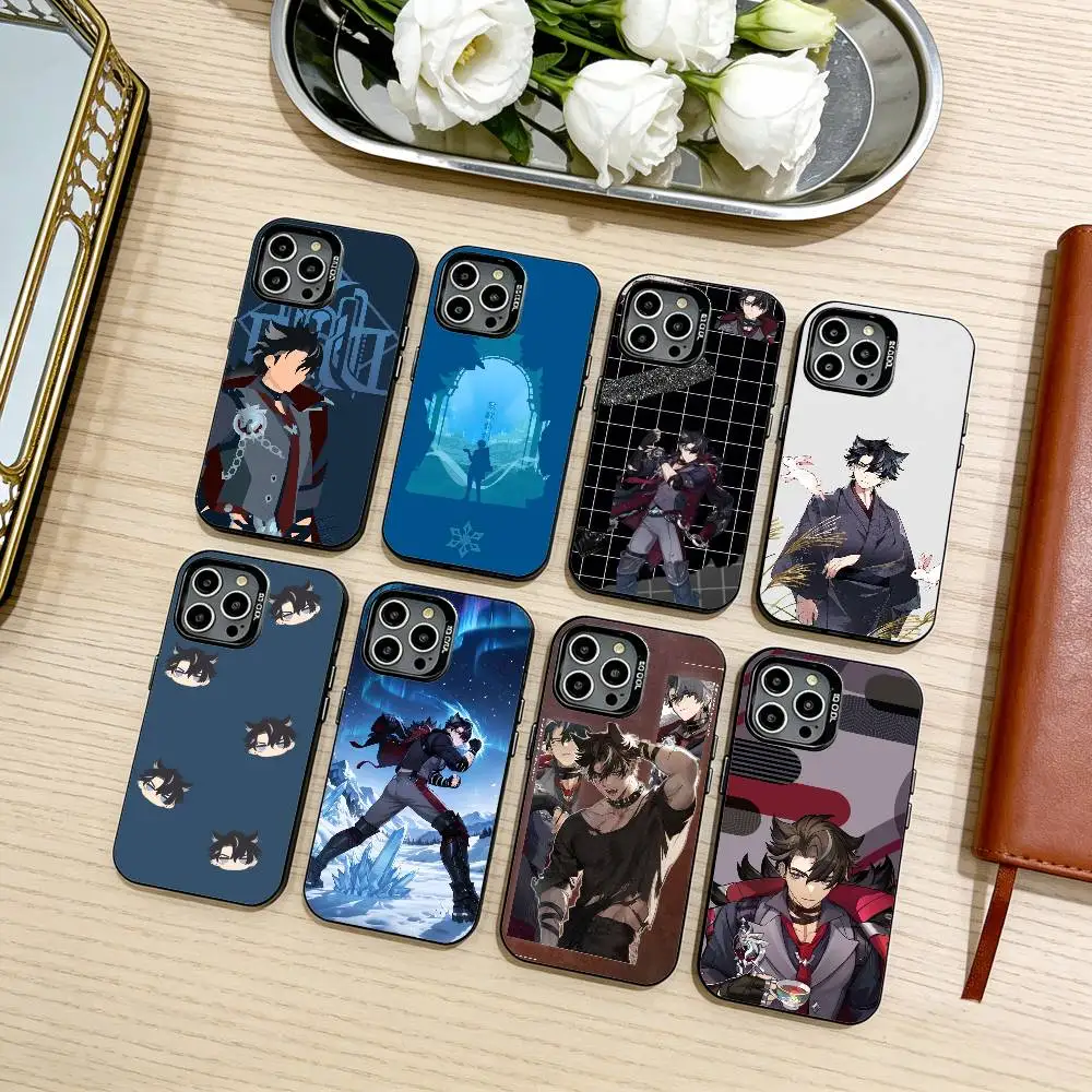 

G-Genshin-Impact W-Wriothesley Phone Case For iPhone17,16,15,14,13,12,11 Plus,Pro Max Black Candy silver phone case