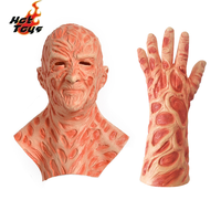 Freddy Horror Mask Cosplay Horror Halloween Costume Terror Freddy Krueger Masks Gloves Costume Props Terrifying Headgear Latex