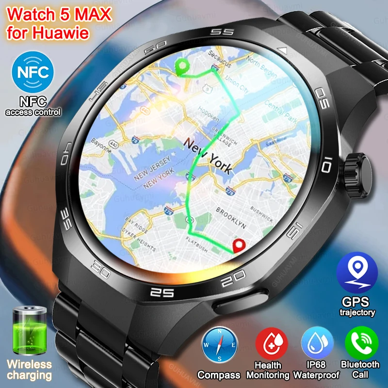 

2025 NFC Smartwatch new Watch 5 AMOLED Screen Bluetooth Call Health GPS Sport Tracker Business Smart Watch For Huawei Xiaomi IOS