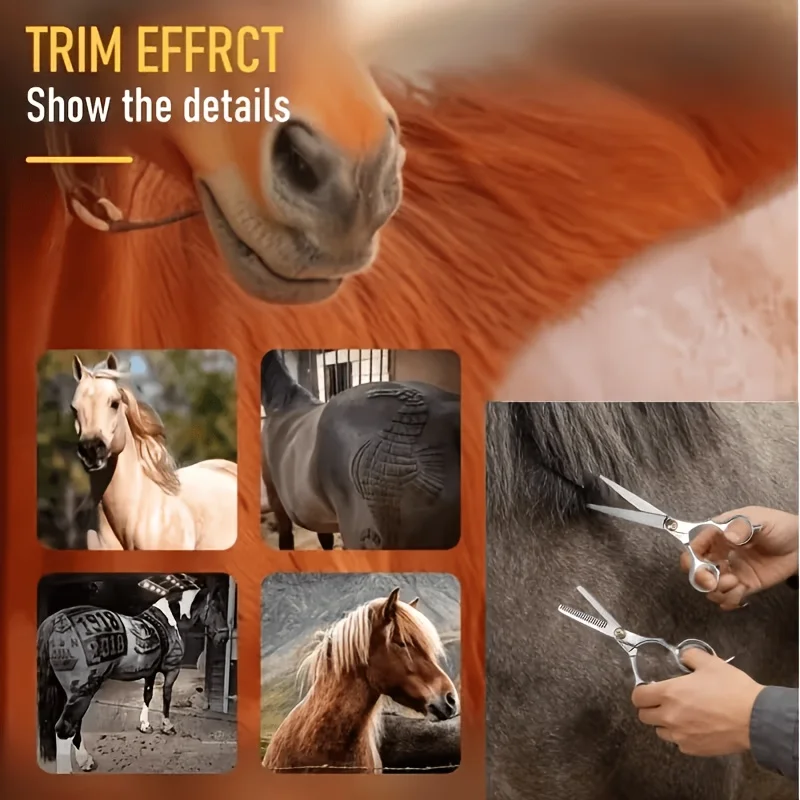 Horse Grooming Tool Set Stainless Steel Fine Hair Trimming Kit for Hair Grooming Livestock Care and Pet Hair Maintenance view 4