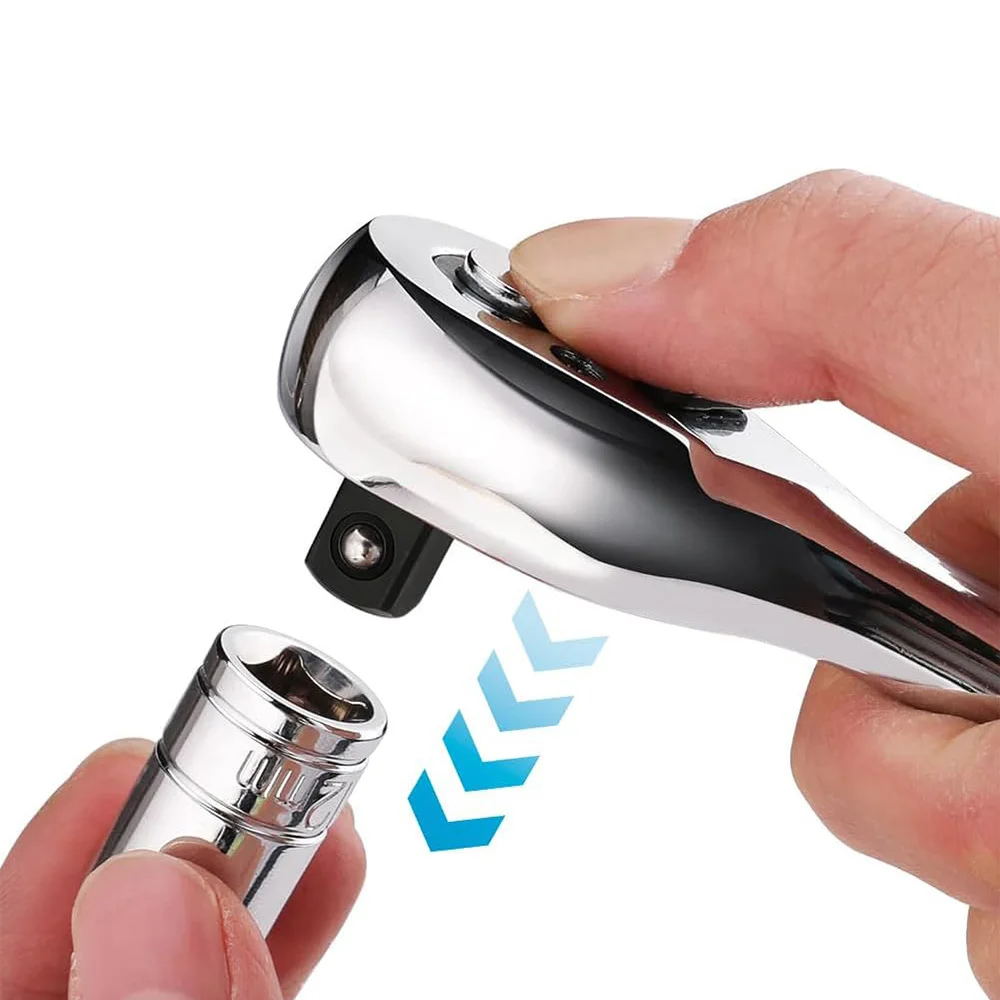 Quick Ratchet Wrench, Ratchet 72-Tooth Ratchet Screwdriver, 1/4 inch Drive Micro Ratcheting Bit Driver Wrench for Tight Spaces view 3