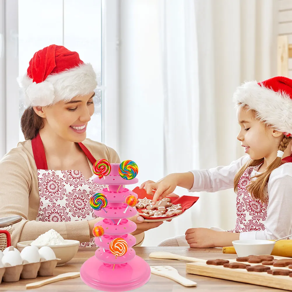 

2Pcs Display Rack Blue 6Layers PP Material Resistance Suitable for Parties Shops Birthday Cake Pops St Lollipop