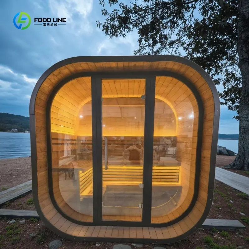 Modern 6 Person Dry Steam Barrel Sauna Smart Control Glass Door Solid Wood for Family Outdoor Custom