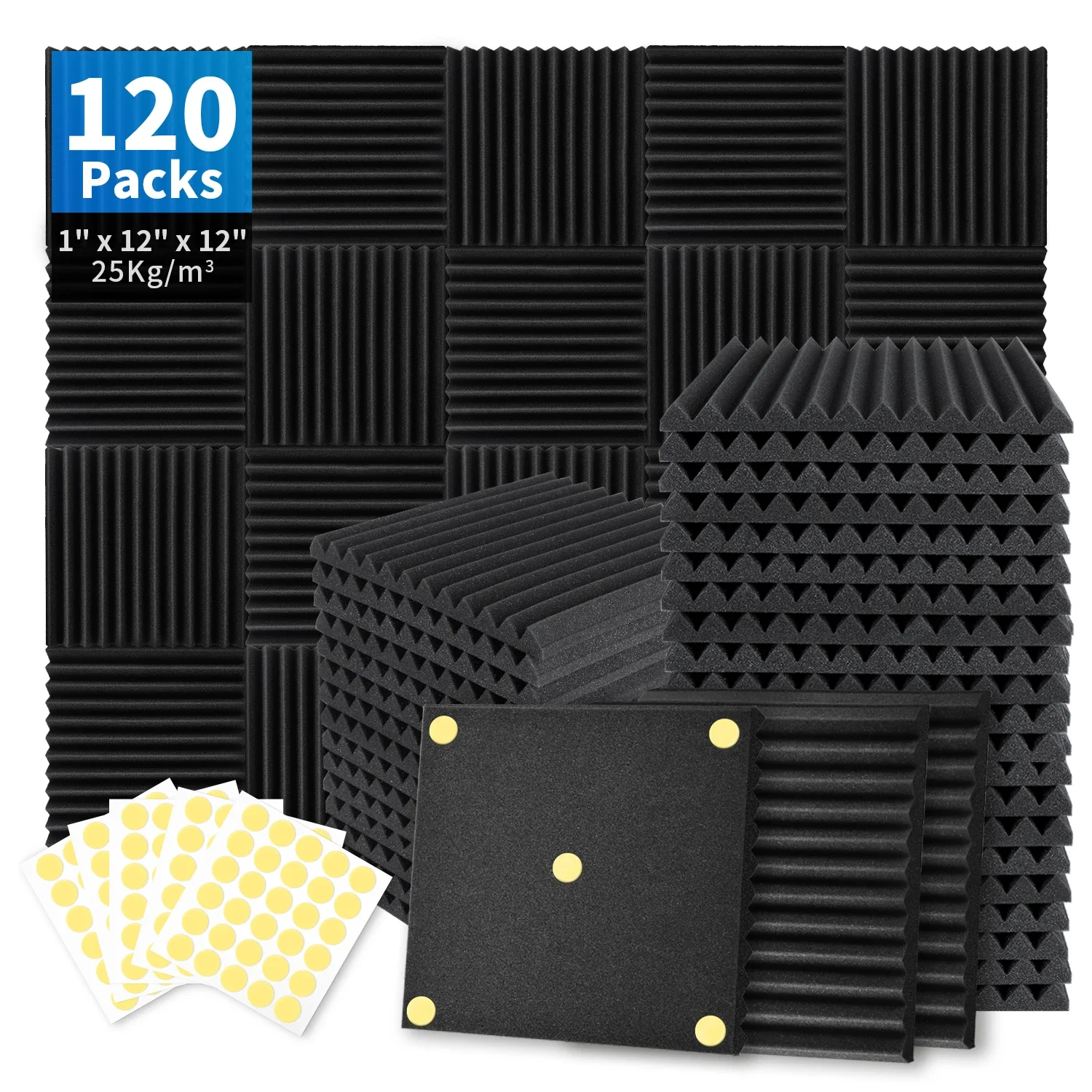 

Foam Panels Acoustic 120Pcs Studio Acoustic Foam Soundproofing Fireproof Wall Panels Home Sound Noise Canceling Tiles Decoration
