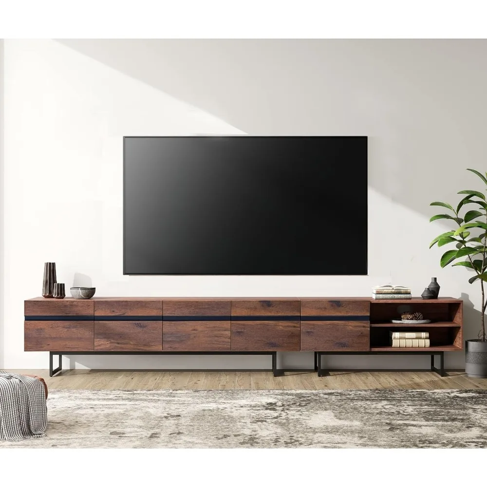 

Modern TV Console for Living Room, 2 in 1 Wooden TV Stand with Storage for 100 Inch TV, TV Entertainment Center with Adjustable