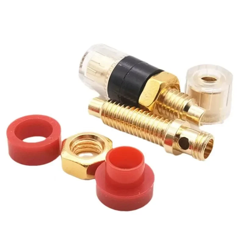 20PCS 4mm Gold Plated Speaker Amplifier Binding Posts Brass Terminal Connector With Transparent Shell Banana Plug Socket