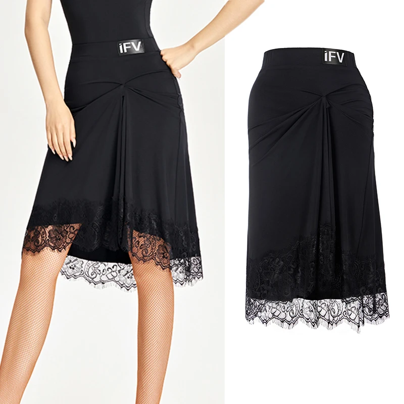 2025-jupe-de-danse-latine-adulte-femmes-dentelle-garniture-jupes-noires-rumba-tango-danse-vetements-d'entrainement-danse-latine-pratique-porter-vdl4801
