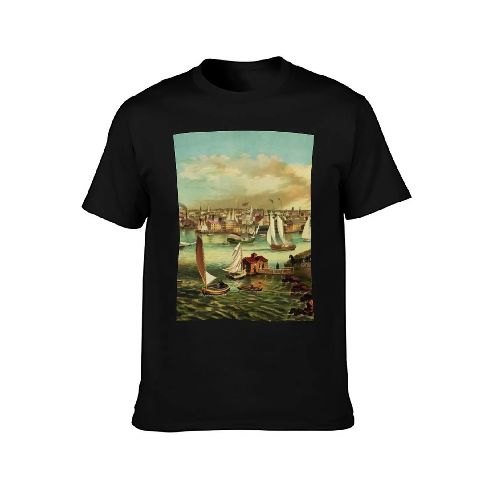 Newport Beach, Rhode Island (1876) T-Shirt Basic Short Sleeve Cotton Blend T-Shirt
