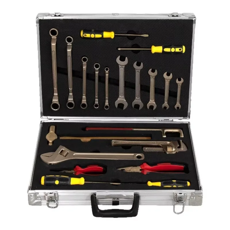 IndustrialNon-SparkingSafety WrenchSet, Aluminum Bronze Open-End & Ring Spanner, Copper Alloy Explosion-Proof Tools for Factory