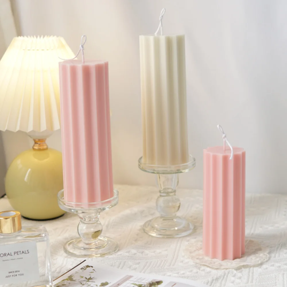 Geometric Cylinder Acrylic Candle Mold Resin Soap Making Home Supplies Candlestick Party Wedding Decor DIY Plastic Incense Molds