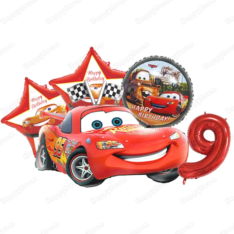 Cartoon Lightning Car Thema Folie Ballonnen Set Nummer 1-9 Ballon Cartoon Auto Happy Birthday Party Decoratie Benodigdheden Party Prop