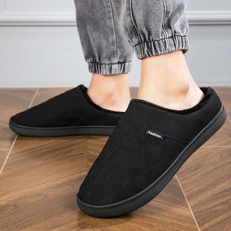 Cotton Slippers Men Winter Indoor Home with Cashmere Warm Can Be Warn Outside The Dirty Cotton Shoes Bedroom Floor Shoes