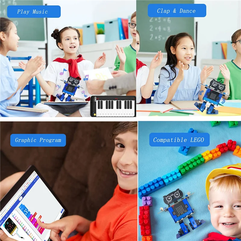 Multifunktionaler, programmierbarer Happybot-Roboter Mixly + XR Scratch Biped Walking Dance Music Micro:Bit Motherboard APP