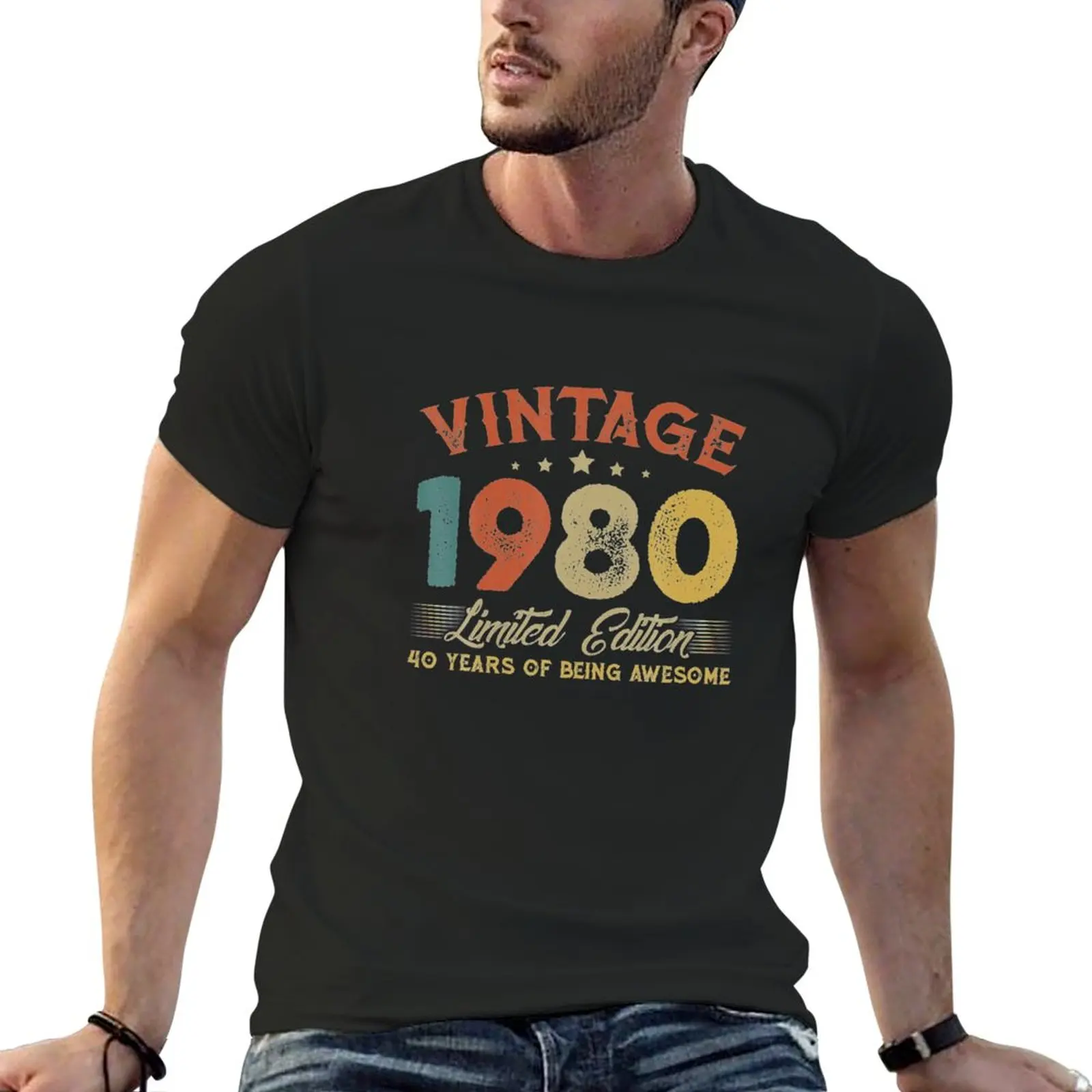 

Vintage 1980 40 Years Of Being Awesome T-Shirt graphic t shirts t-shirts man men t shirt