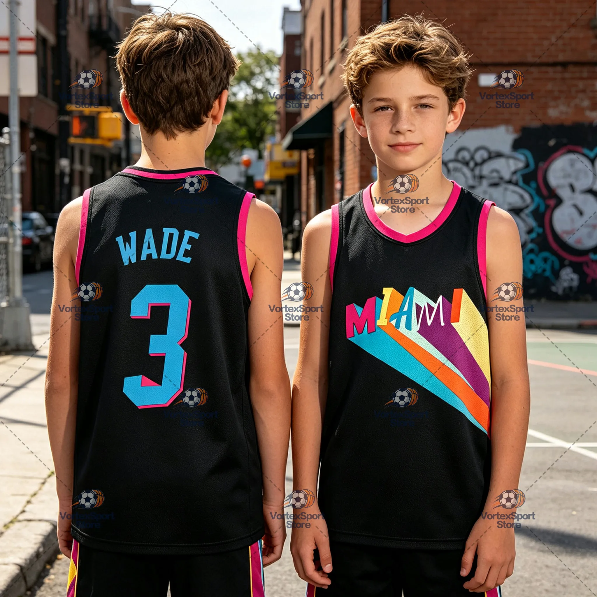 Summer Children's Miami Basketball Sports Vest Men's Crewneck Sleeveless Wade Sports Basketball Outdoor Tranning Jersey Vest