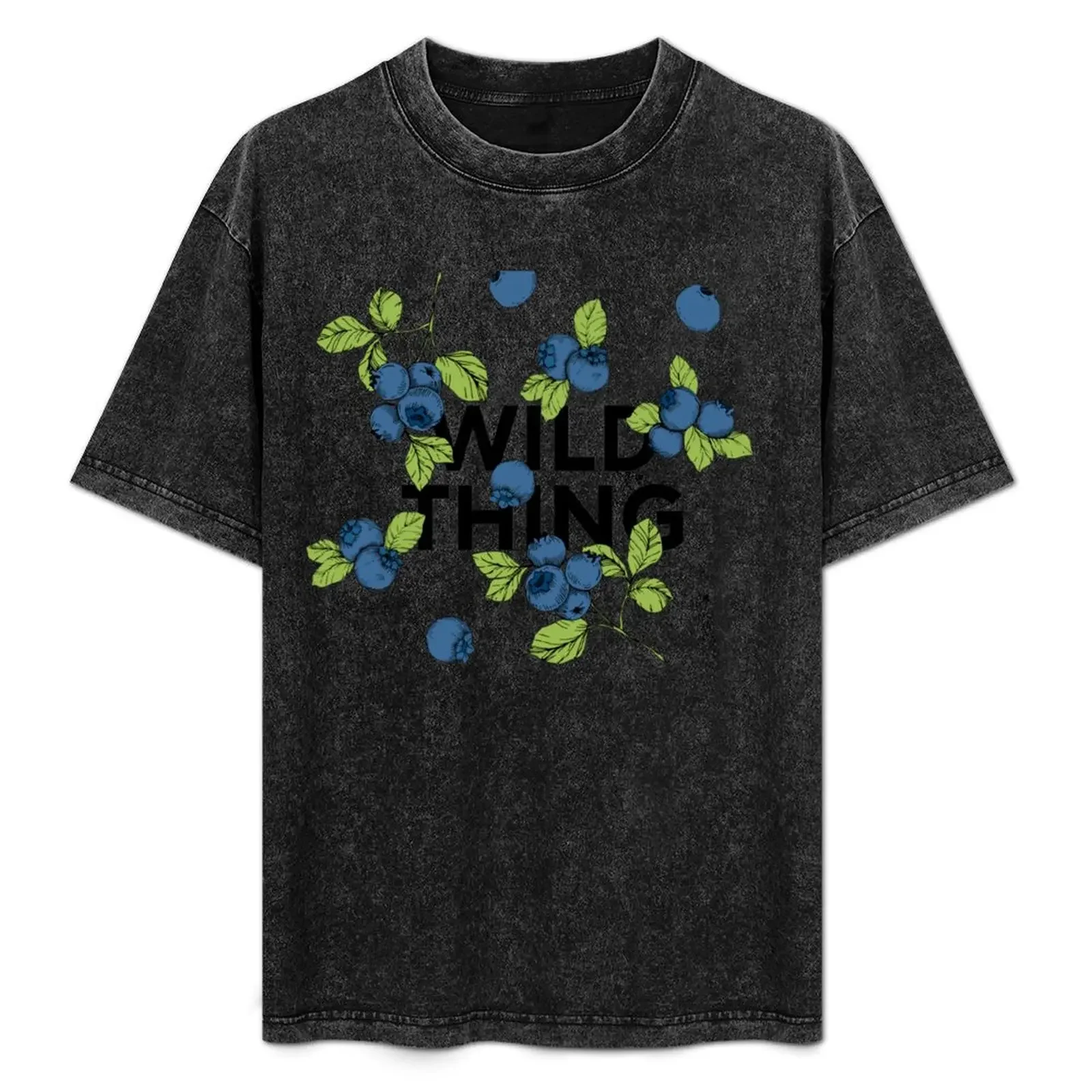 Collage llamativo de cosa salvaje con arándanos, arándanos, camiseta para hombre, camisetas divertidas de algodón, camiseta para hombre