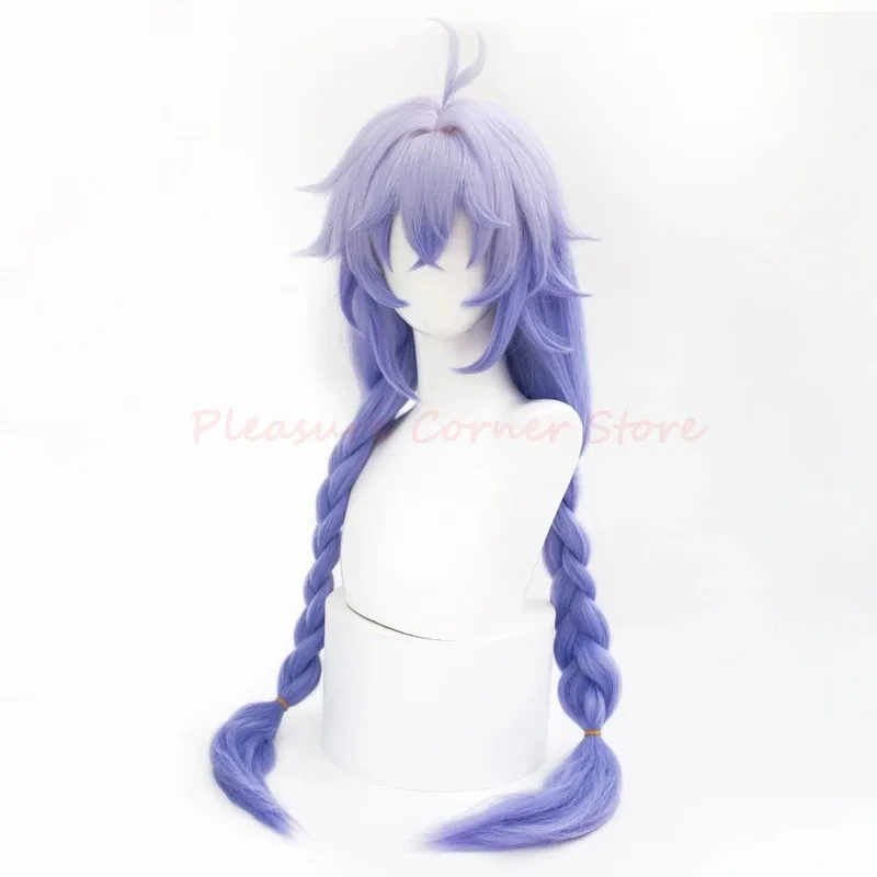 111 www Honkai Star Rail Bailu peluca malva gradiente doble cola de caballo pre trenzado trenza Cosplay sintético resistente al calor