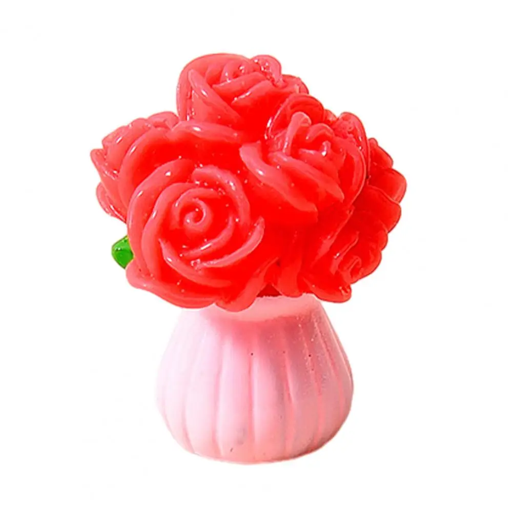 Miniature Dollhouse Flower Bouquet Accessories Mini Artificial Resin Rose Tulip Sunflower Lily Flower Figurine for DIY Garden Bo