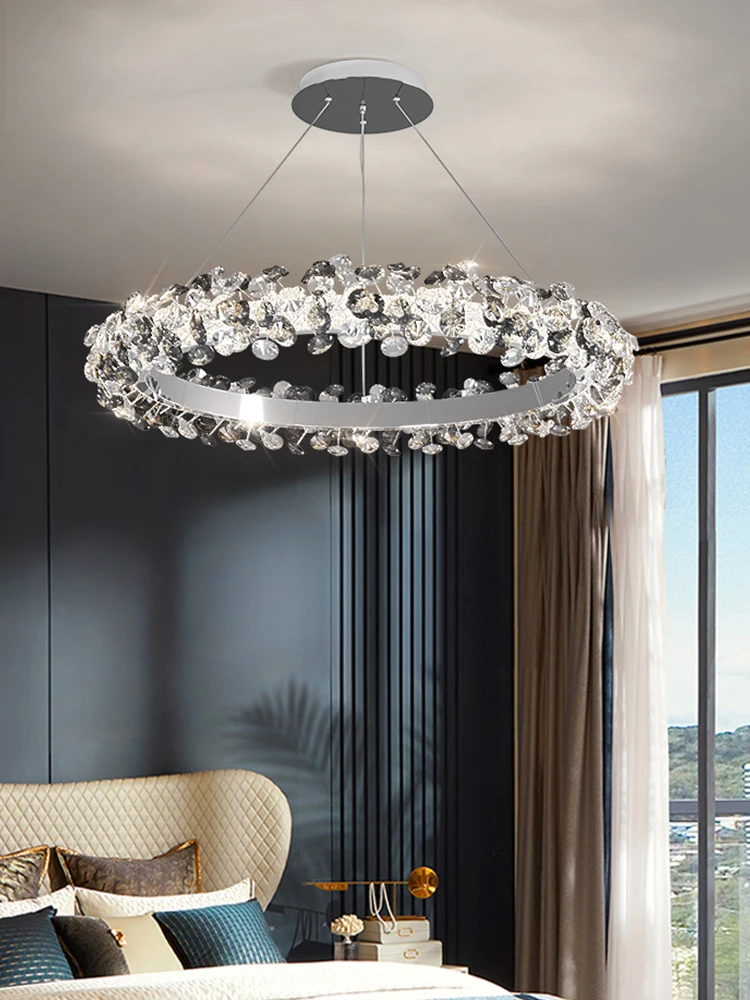 Mordern Luxury Sun Flower Crystal Rings Chandeliers For Living Room Nordic Home Decor Hanging Lighting Ceiling Chandelier Lustre