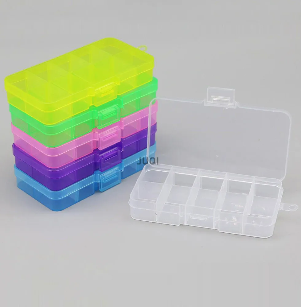 New 10 Slots Cells Colorful Portable Jewelry Tool Storage Box Container Ring Electronic Parts Screw Beads Organizer Plastic Case