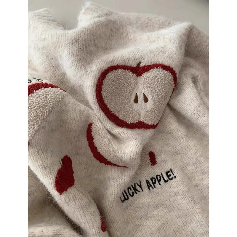 

Gagarich Korean Cute Fun Apple Hooded Sweater New Women Wear Autumn Winter Lazy Aging Knitted Top Cute Fresh Pullover