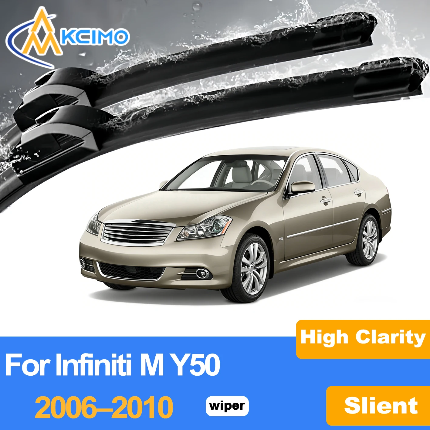 

KCIMO 2-Piece Set Front Windshield Wiper Blades For Infiniti M Y50 2006-2010, Water Repellent Coating For Better Visibility