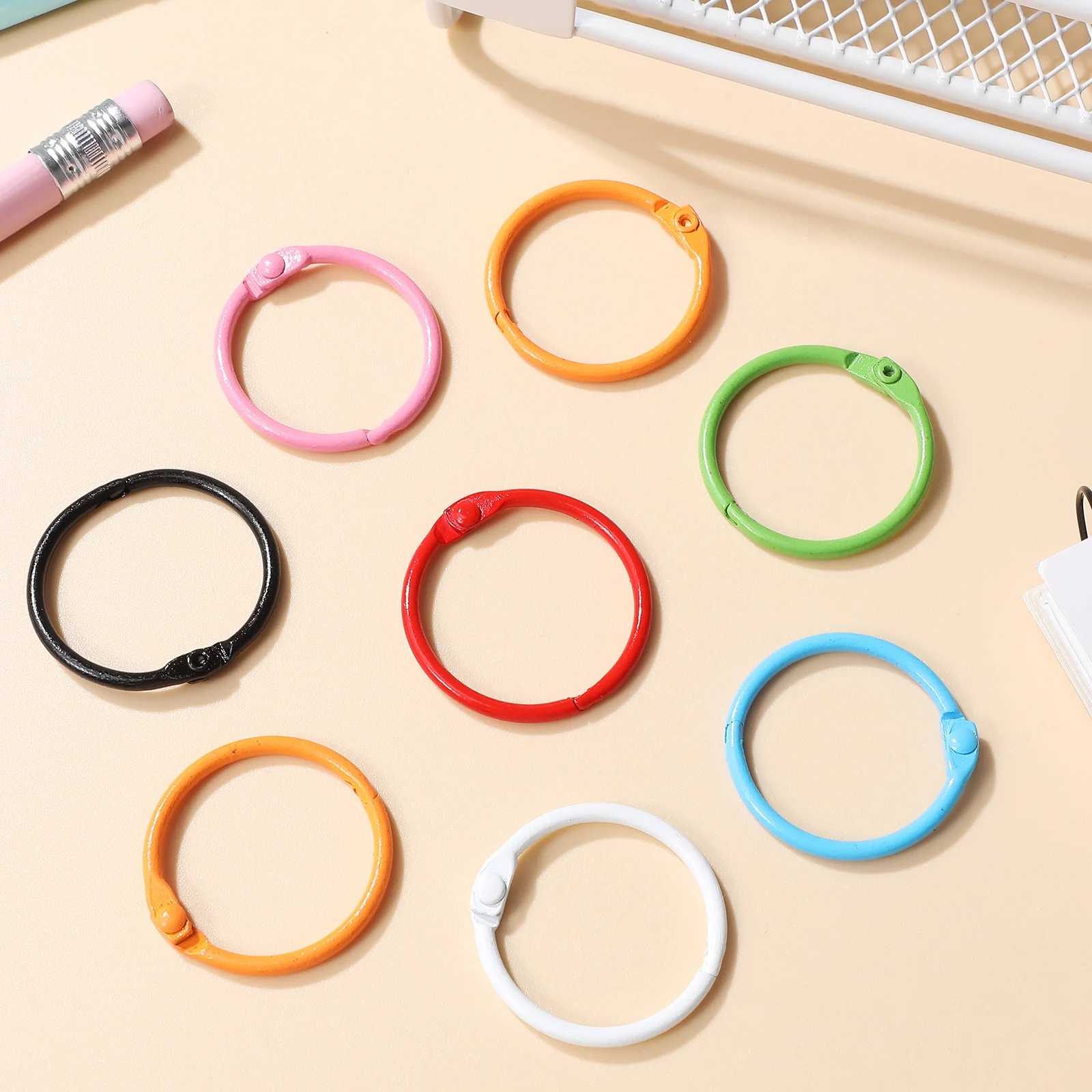 

70Pcs Binder Rings Multi Purpose Paint Coated Metal Book Rings for Flashcards Keychains Scrapbook Notebook Organization Clips