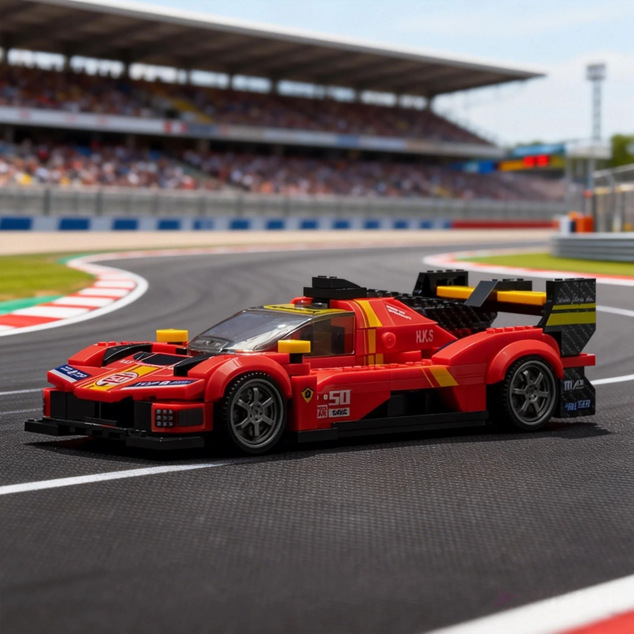 

Конструктор MOC: Спортивный автомобиль для гонок, технический гоночный автомобиль, суперкар, гаражная сцена, сборные блоки, игрушки для детей и взрослых, подарки