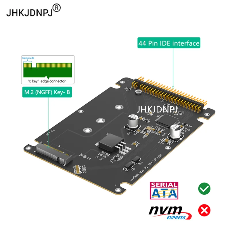 IDE 44Pin 44 Pin to M.2 NGFF Key B SATA SSD/ Msata SSD Adapter Card