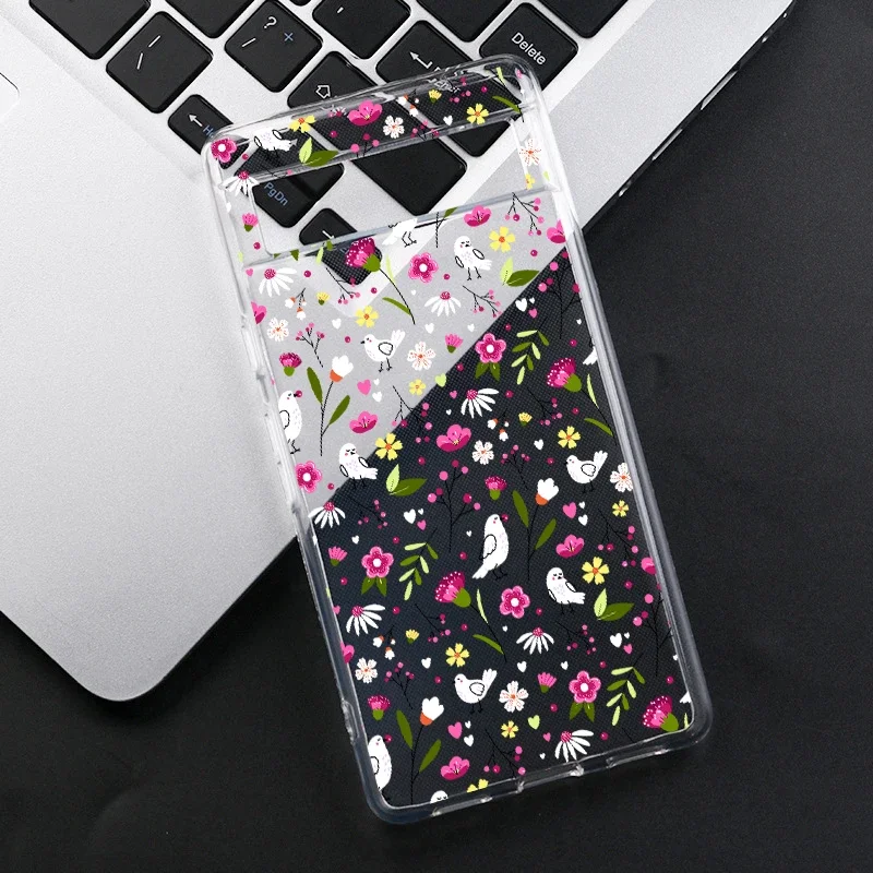 Soft Pale Little Flower Clear Phone Case for Google Pixel 8A 8 9 Pro XL 6A 7A 6 7 Pro 5G Cute INS Korean Shockproof Cover Fundas
