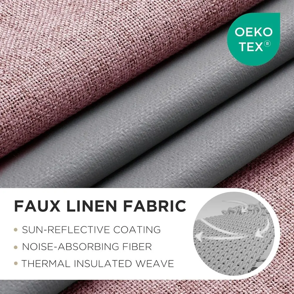 96 panneau de rideau occultant isolé thermique rose clair avec œillets pour chambres à coucher