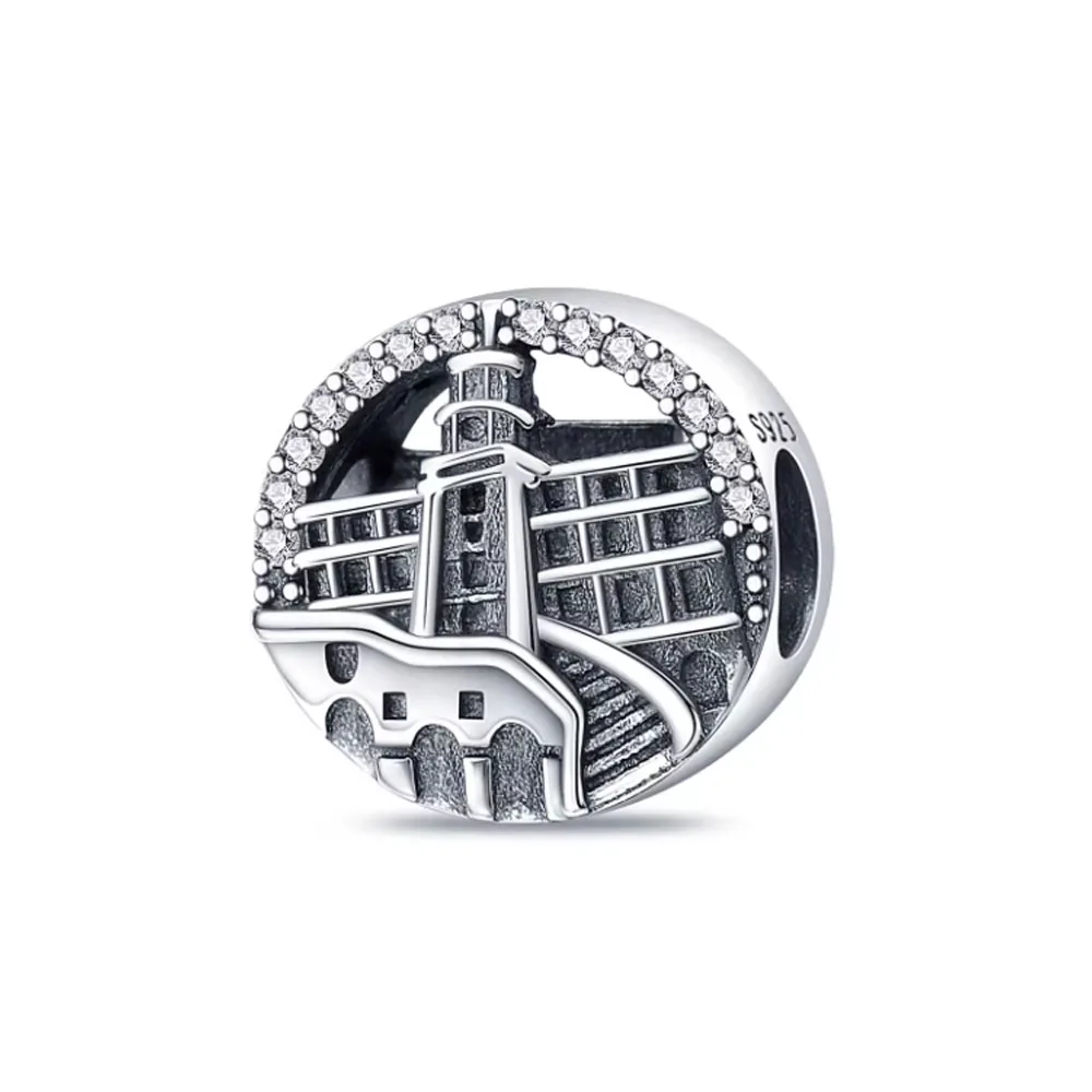 s925 Silver Britain Spain Brazilian Dominie National Flag Pendant Building Beads Fit Original Bracelet Jewelry Accessories Charm