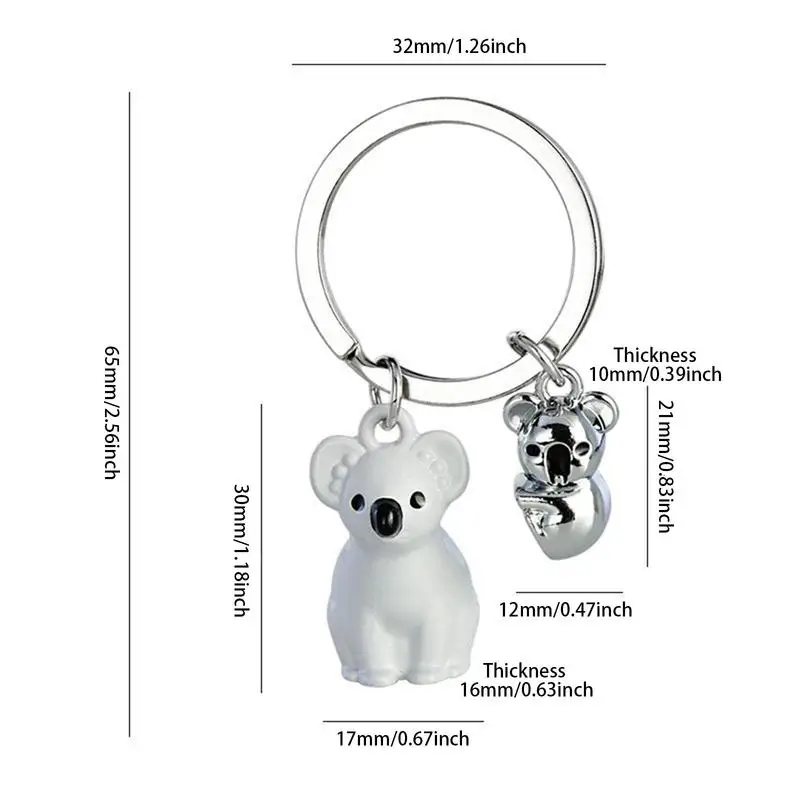 Koala charme mochila charme bonito animal chaveiro bolsa chaveiros feminino engraçado chaveiro para aniversário comemorativo natal