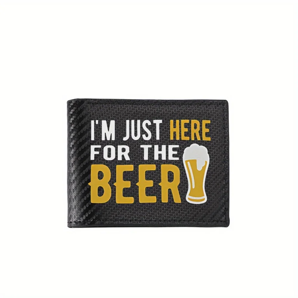 Beer glass text design black background Men's Wallets Simple Business Modern Stylish Printing Design Gifts For Father Boyfriend