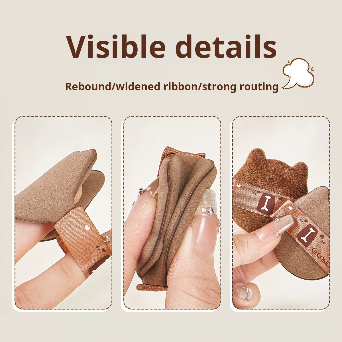 GECOMO Kapibara Air Cushion Puff Aksamitna miękka gąbka kosmetyczna do mieszania podkładu w płynnym proszku bez odpadów