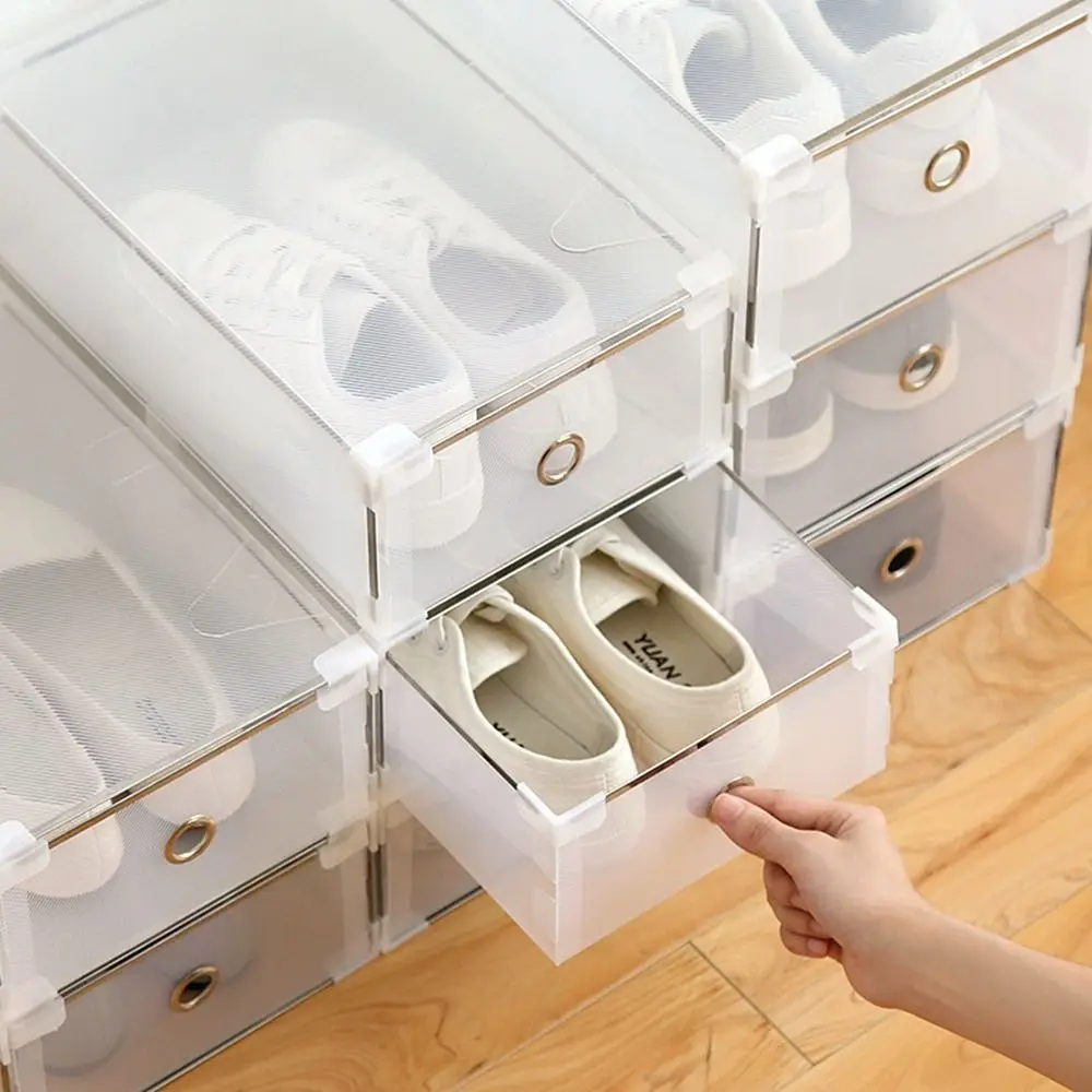 Multifucntional Plastic Shatter-Resistant Shoes Rack White Transparent Dust-Proof Shoes Box Clear Washable Women