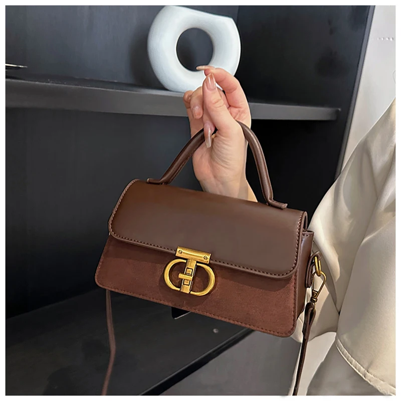 Luxury Women Brand PU Leather Crossbody Bag Retro Chain Metal Letter Lock Flap Messenger Bag High quality Shoulder Bag