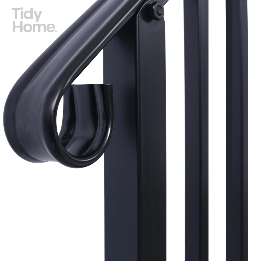 Handrails for Outdoor Steps, Fit 2 or 3 Steps Outdoor Stair Railing, Picket#2 Wrought Iron Handrail, Flexible Porch Railing