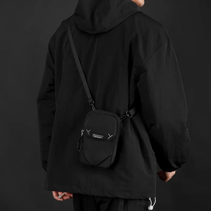 Waterproof nylon square casual single-shoulder bag, mobile phone storage waist bag, cycling multi-functional crossbody bag