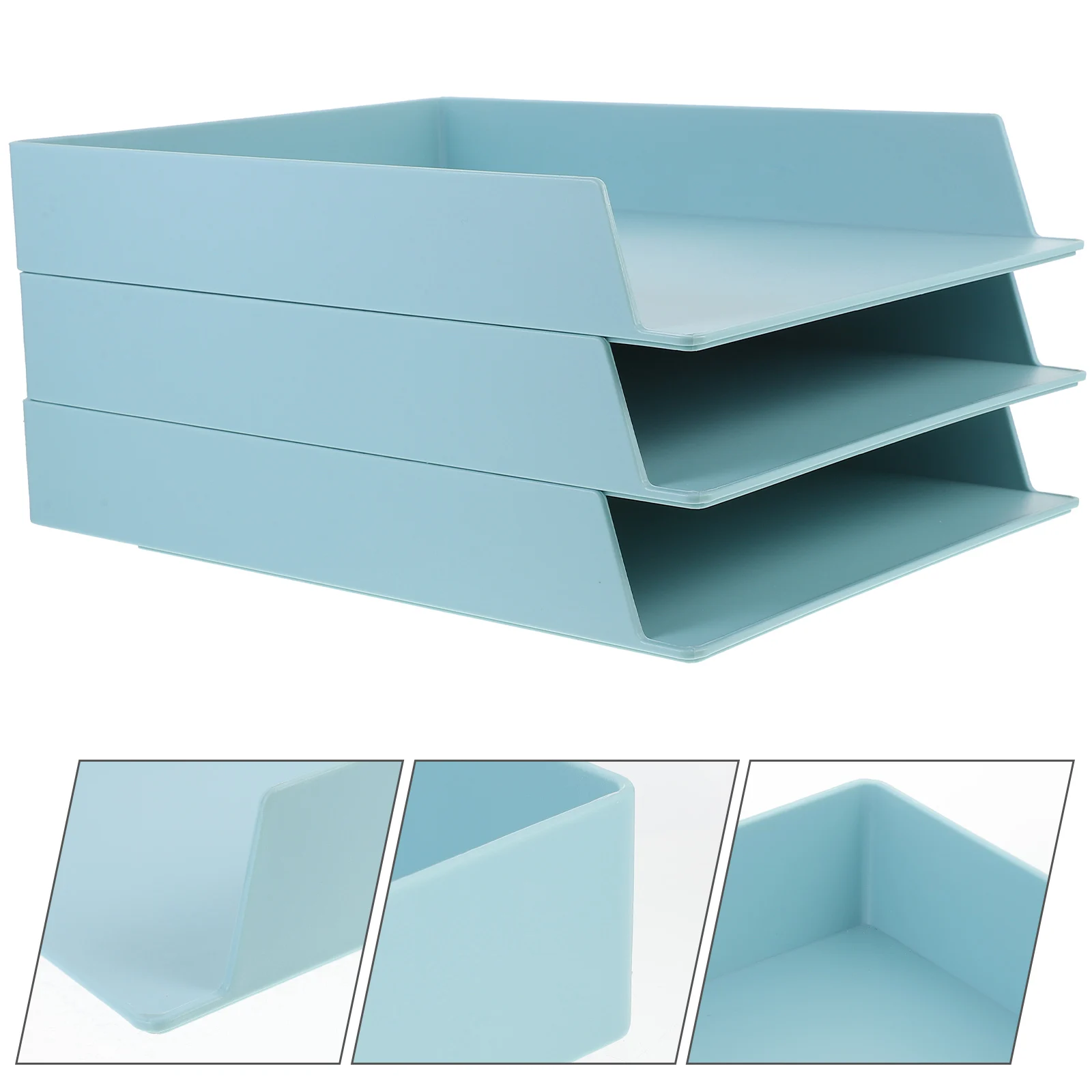 

3pcs File Storage Box Desktop Office Stationery Holder Lightweight Abs Document Organizer Shelf Large Capacity Storage