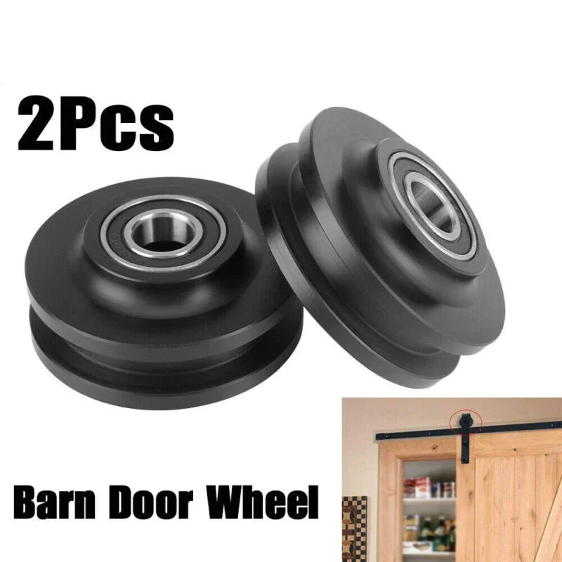 2pcs Barn Door Wheel Grinding Spraying Barn Door Wheel Replacement Closet Hardware Kit Roller Cabinet Pulley