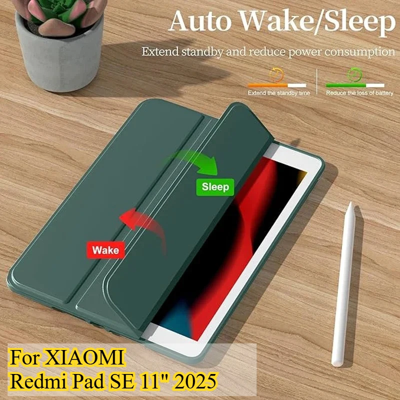 

NEW Smart Case for XIAOMI REDMI Pad SE 11inch PAD2 11" 2025 Case Official Liquid PU Leather Flip Stand Silicone Shockproof Cover