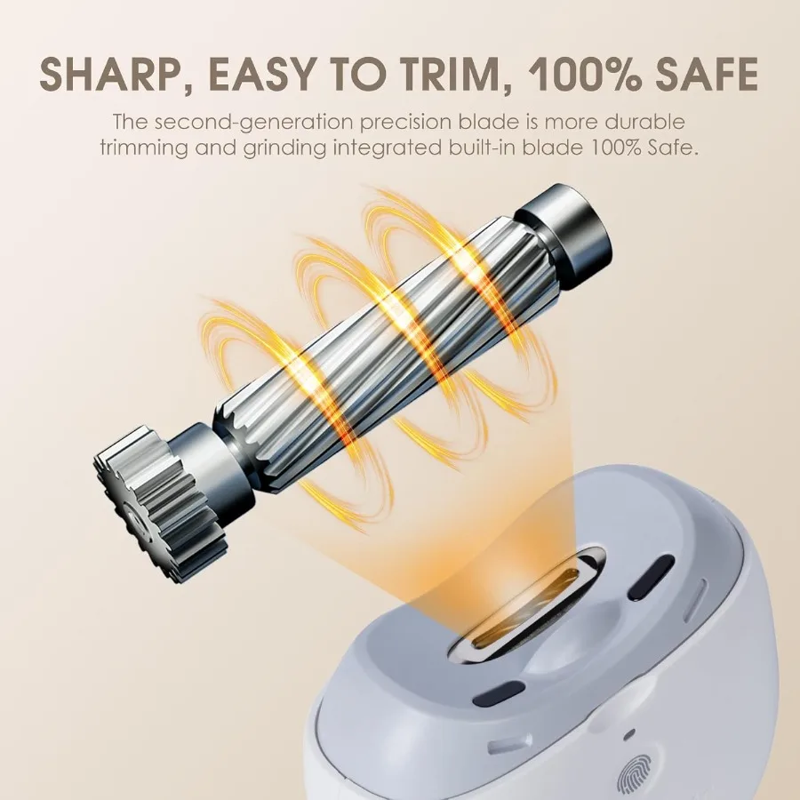 เครื่องตัดเล็บไฟฟ้าอัตโนมัติ 2 ใน 1 พร้อมไฟ LED สำหรับทารกผู้ใหญ่และผู้สูงอายุ USB ชาร์จการตั้งค่าความเร็วคู่ปลอดภัย