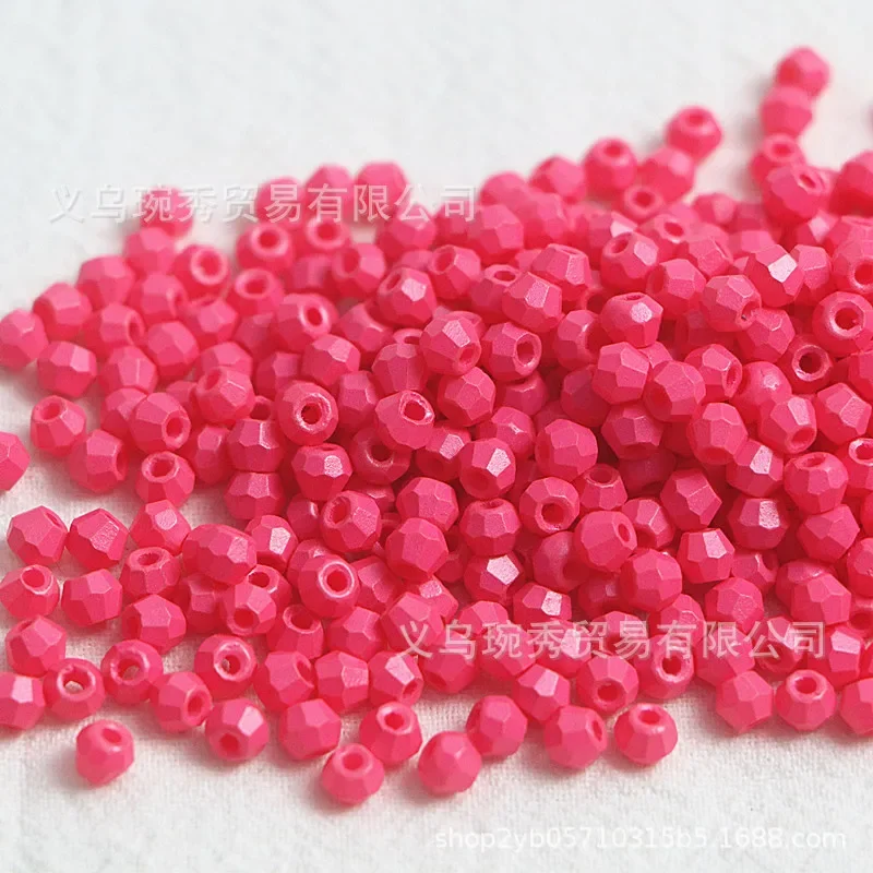 4mm Fire Grinding Bead Oil Painting Solid Color Cut Surface Scattered Bead Handmade DIY Bracelet Necklace Accessories 10g